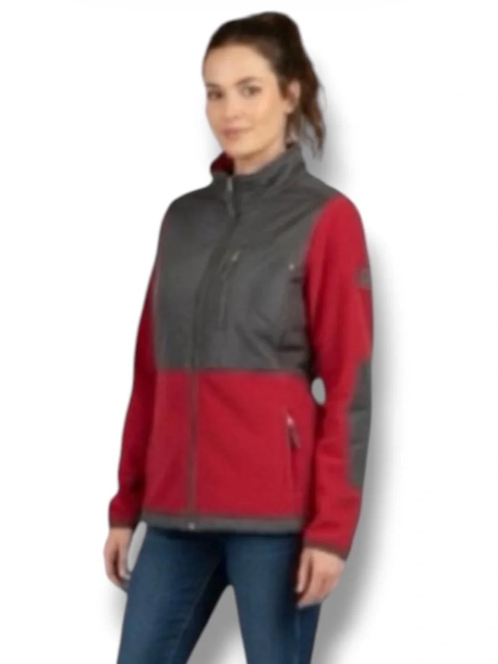 Sport Savvy Cozy Retro Red & Gray Fleece Jacket Women’s M Outdoor Gorpcore 🏔️